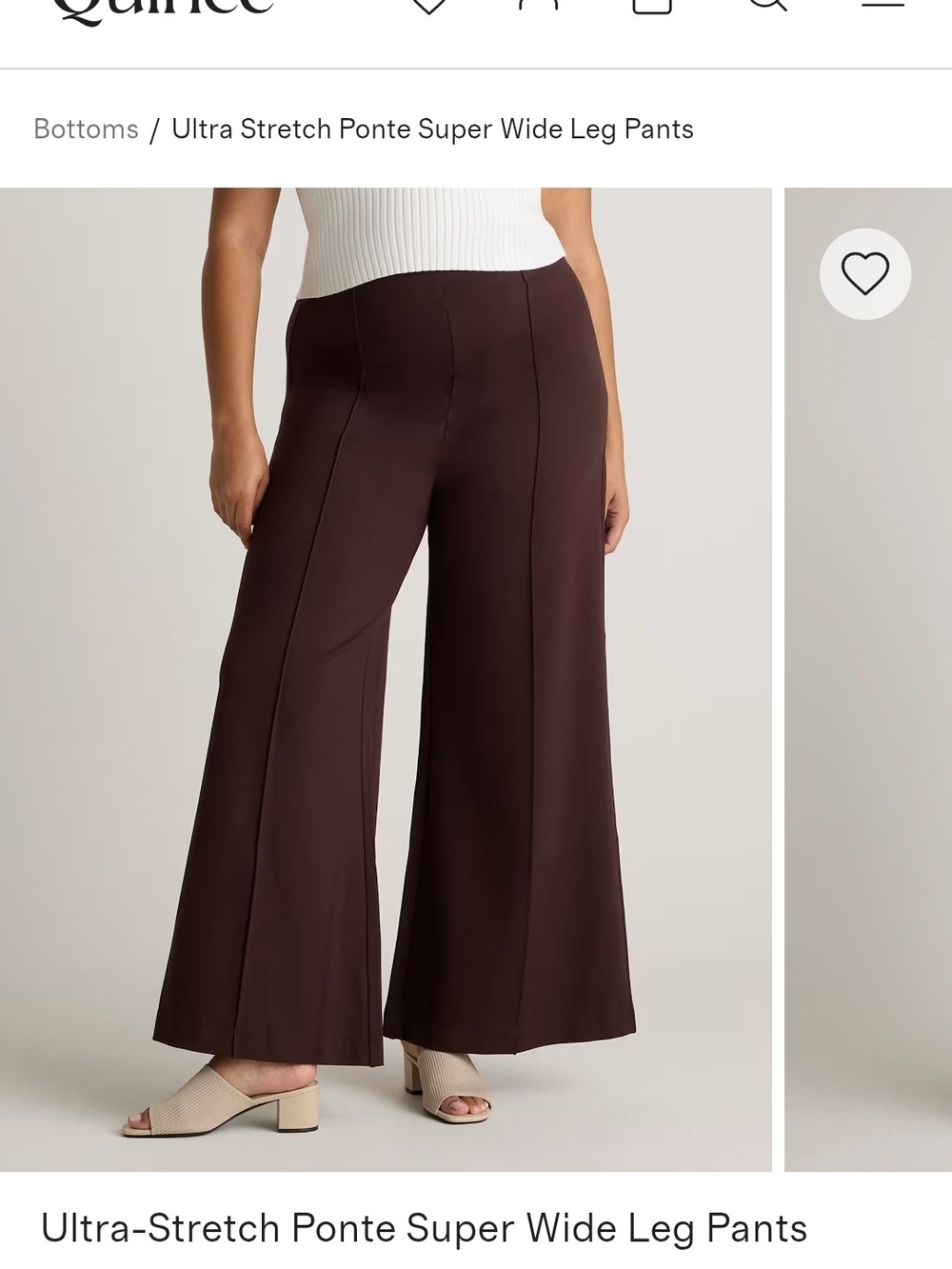 Quince Ultra-Stretch Ponte Super Wide Leg Pants — Chocolate Brown